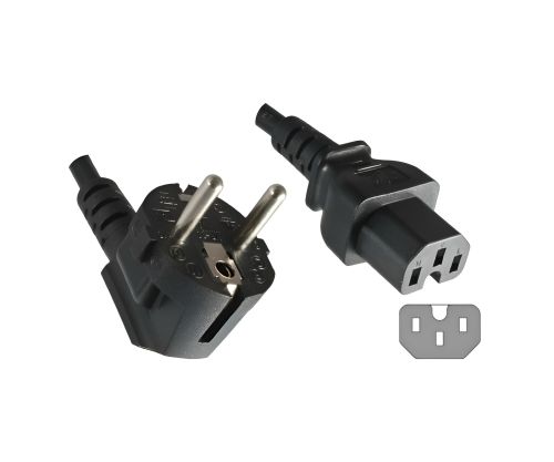 DINIC Netzkabel Schuko auf Warmgerätestecker, Stromkabel C15, schwarz, 5m